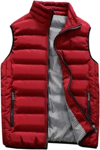 Men'S Outdoor Casual Stand Collar Outwear Padded Vest Coats - Picture 1 of 9