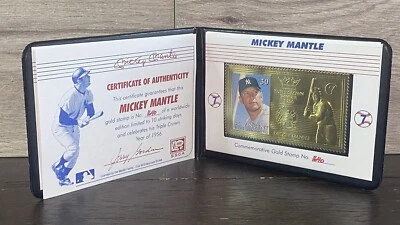 Mickey Mantle Commemorative Gold Stamp 1996 St Vincent The Grenadines COA 1640 - Image 1 of 4