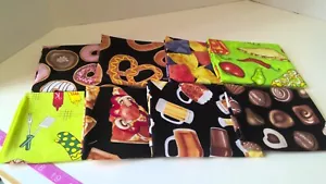 Lot of 8 FOOD Fat Quarters Cotton - Picture 1 of 1
