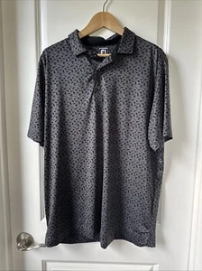 FootJoy Polo Shirt Mens XL Gray Performance Golf Athletic Fit All Over Print - Picture 1 of 6