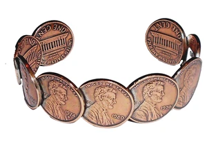 NEW REAL COPPER Lincoln Penny Adjustable Cuff Bracelet Made in the USA - Picture 1 of 3