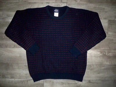 Suéter Pullover Woolrich Para Hombres Lana Ojo de Pájaro Tejido Azul Talla Grande 100% Foto 1 de 4