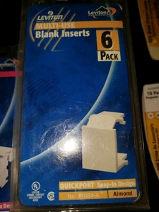 NIB Leviton 41084-A Quickport snap in blank inserts 6-Pack Almond - Picture 1 of 1