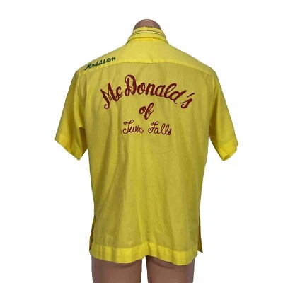Camisa de Bowling Amarilla Rockabilly M/L Twin Falls McDonalds King Louie Años 60 De Colección Foto 1 de 4