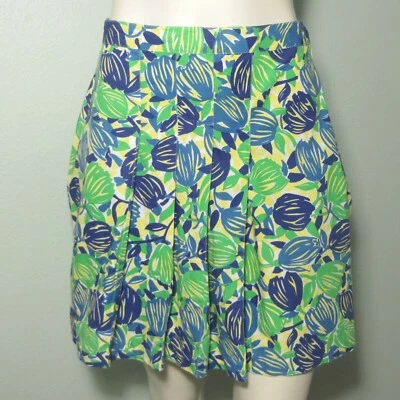 Falda Lilly Pulitzer Años 90 Estampado Tulipán Talla 8 Azul Verde Amarillo Ropa de Verano Foto 1 de 4