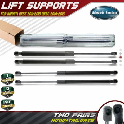 4 件罩子和尾门升降支撑减震支柱适用于英菲尼迪 QX56 11-13 QX80 SUV — 第 1/4 张图片