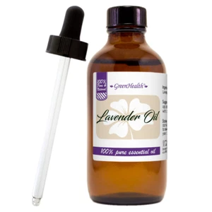 4 fl oz - Lavender Essential Oil Amber Glass Bottle/Glass Dropper - GreenHealth - Picture 1 of 9
