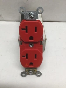 LEVITON 5362-IGR Isolated Ground Duplex Receptacle 2 Pole, 3 Wire, Red, 20A 125V - Picture 1 of 5