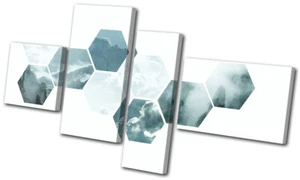 Clouds Geometric Abstract Blue Abstract MULTI CANVAS WALL ART Picture Print - Picture 1 of 1