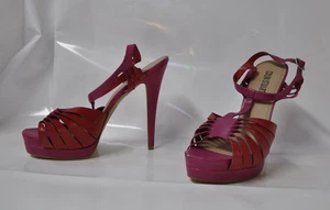 Colin Stuart twisted strap red/pink hi-heel sandals - Size 11, w/6" heel - New - Picture 1 of 6