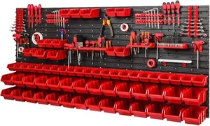 WANDMONTIERTES WERKZEUG ZAPFENBRETT 1728 mm x 780 mm 103 ELEMENTE ROT GARAGE LAGERBEHÄLTER - Bild 1 von 7