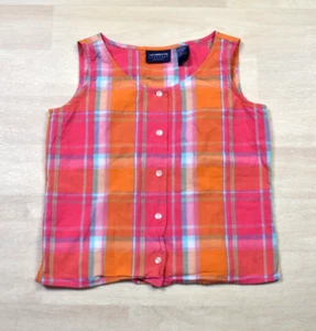 Blusa Y2K LIZ CLAIBORNE LIZSPORT Sin Mangas Abotonada Naranja Rosa Pequeña SM DE COLECCIÓN - Imagen 1 de 4