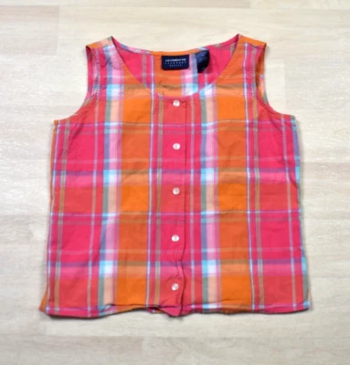 Blusa Y2K LIZ CLAIBORNE LIZSPORT Sin Mangas Abotonada Naranja Rosa Pequeña SM DE COLECCIÓN Foto 1 de 4