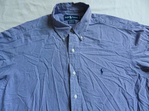 Ralph Lauren Blue White Gingham Plaid Long Sleeve Button Down Shirt - Large 16 - Picture 1 of 9