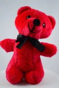 Vintage Acme Premium Supply Red 11" Tall Stuffed Teddy Bear Plush 1986 - Picture 1 of 6