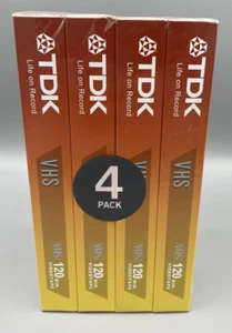 NEW SEALED TDK Sealed T-120 VHS Tapes Superior Quality 6 Hours 4 Pack Blank - Picture 1 of 5