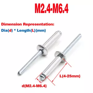 Stainless Steel Flat Round Head Pop Rivet / Pull Rivets M2.4-M6.4 - Picture 1 of 7