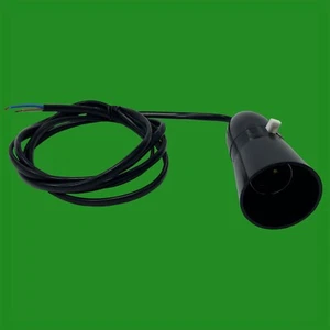 Black Switched Pendant Bayonet B22 Light Socket & 1.5m Flex Cable T1 Lamp Holder - Picture 1 of 5