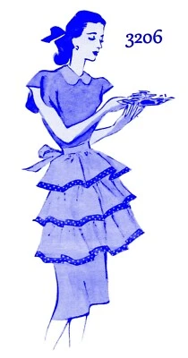 Triple Tiered Ruffled APRON Pattern 1940's Woman's Home Companion 3206 - Image 1 of 4
