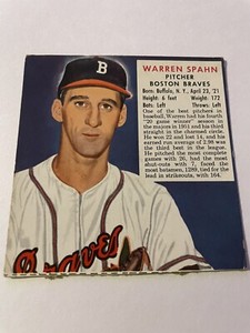 1952 Red Man Set-Break #NL22 Warren Spahn VG-VGEX