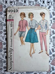 Simplicity Muster 4949 Misses Bluse Rock & Hose Größe 12 Brustumfang 32 Schnitt komplett - Bild 1 von 3