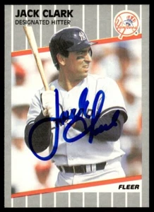 1989 Fleer Jack Clark Auto New York Yankees #252 Signed IP - Picture 1 of 2