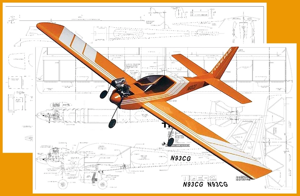 Carl Goldberg Model Airplane Plans (RC):  TIGER 2 61" Wingspan for .35-.50 - Image 1 of 4