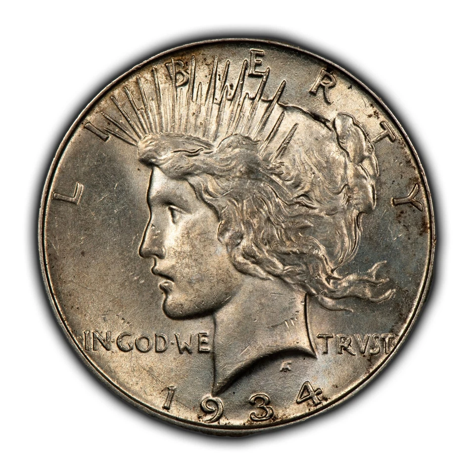 1934 $1 Silver Peace Dollar - BU Key Date - VIDEO - SKU-B4492 - Image 1 of 4