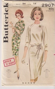 2907 BUTTERICK c.1963 - Raglan Shift DRESS - Sz 14 B 34" - Picture 1 of 2