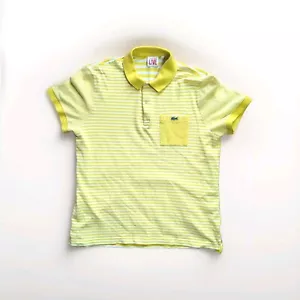 Polo amarillo Lacoste Live para hombre | Tenis informal vintage talla S G859 - Imagen 1 de 8