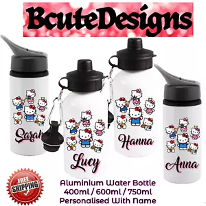 HELLO KITTY NOME PERSONALIZZATO BEVANDE BOTTIGLIA ACQUA ALLUMINIO FORTE RAGAZZE PRANZO - Foto 1 di 2