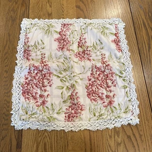 Vintage 16x16" Überwurf Kissenbezug Blumenmuster mit Häkelkante - Bild 1 von 12