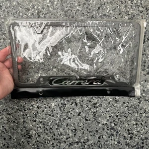 Porsche Carrera Carbon Fiber License Plate Frame Tag Holder Graphite Car *NEW* - Picture 1 of 5