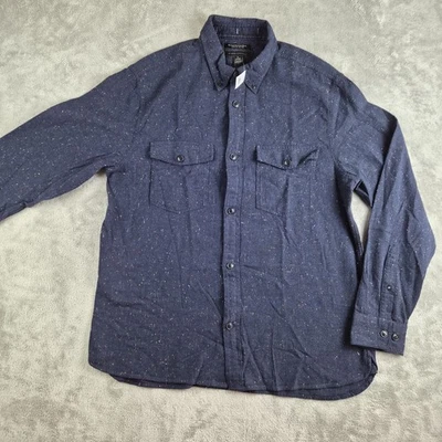 Banana Republic 衬衫男式大号海军蓝带斑点多尼戈尔有机棉无盖 — 第 1/4 张图片