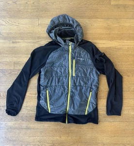 Eddie Bauer Freeheat Herren grau/schwarz/gelb Kapuze Hybrid gefütterte Jacke Medium - Bild 1 von 14