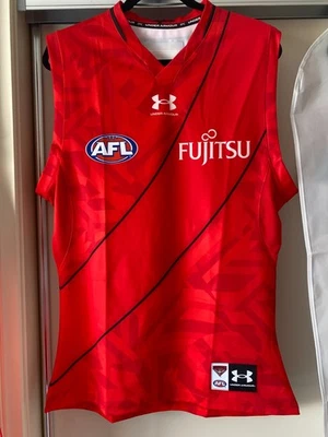 2023 Essendon Football Club Jake Kelly Player Issued All-Red AWAY CLASH Guernsey - Image 1 of 4