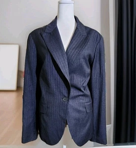 New York & Co. Women's Size 14 Navy Stripe Blazer Career Minimalist Lagenlook  - Picture 1 of 9