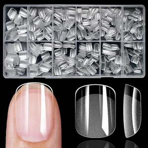 LoveOurHome 600 piezas puntas de uñas postizas cuadradas extra cortas prensadas transparentes  - Imagen 1 de 7