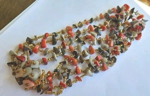 Vintage Japan Beaded Stones Four Strand Layers Necklace 19" Marked JL - Picture 1 of 7