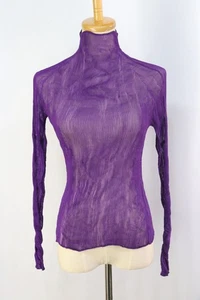 ISSEY MIYAKE Purple Pleats High Neck Long Sleeve Top 066 9684 - Picture 1 of 6