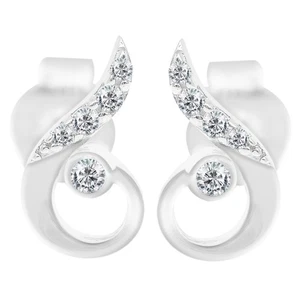 Borchie donna forma rotonda D/VVS1 0,12 ct in oro bianco massiccio 14 kt - Foto 1 di 4
