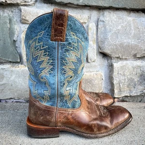 Rare Double H DH3221 LEATHER INSOLE Cowboy Western Boots Men's 8.5D Blue -Mexico - Picture 1 of 14