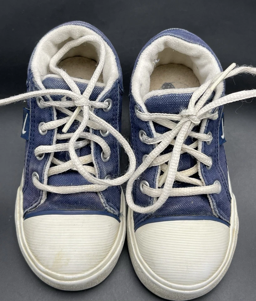 Bebé Niño Pequeño Nike Hermosa Azul Lona Zapatos Talla 7C De Colección Años 90 y2k Foto 1 de 4