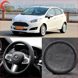 15" 38cm Black Suede Leather ‌Non-slip Steering Wheel Cover For Ford Fiesta - Picture 1 of 8
