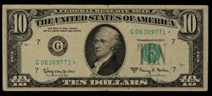 FR 2017-G* $10 1963 A Federal Reserve Note US - Star Note - SKU-CA1334 - Picture 1 of 2