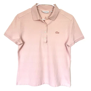 Lacoste Slim Fit Polo Shirt Womens 42 Large Pink Mini Pique Cotton L.12.D S/S - Picture 1 of 21
