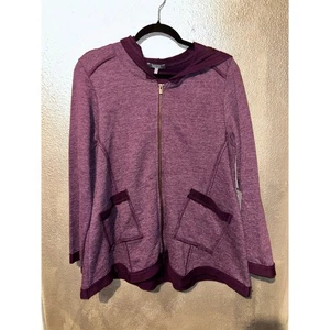 Habitat GorpCore Boho Casual Relaxed Fit Laidback Look Hoodie Zip Wine Jacket - Picture 1 of 10