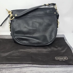 Vintage Coach Zoe schwarz Leder Hobo Handtasche Staubbeutel lila Innenfutter - Bild 1 von 11