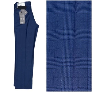 Michael Kors Men Classic fit Dress Pants 32 /30 Wrinkle Resistant Navy Plaid New - Picture 1 of 5
