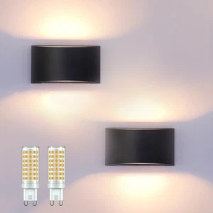 Modern LED Wall Sconce,Warm White 3000K,Hardwired Indoor Outdoor Black Wall L... - Picture 1 of 7